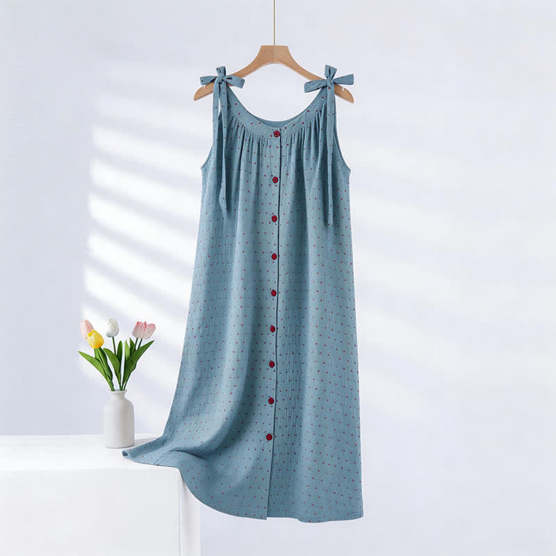 Blaues Nachthemd mit weißen Punkten - Blau - XXL - image 0