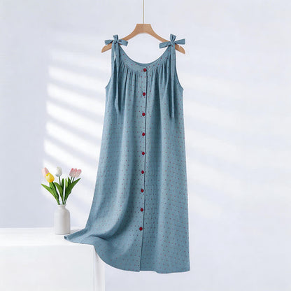 Blaues Nachthemd mit weißen Punkten - Blau - XXL - image 0