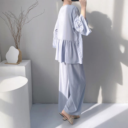 Pyjama-Set mit V-Ausschnitt und Spitzenbesatz - image 10