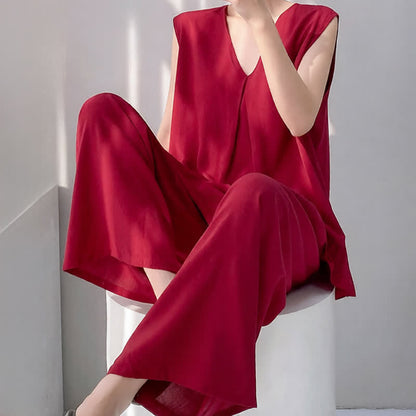 Pyjama-Set aus Tanktop und Hose in Unifarbe - image 12