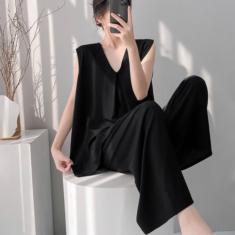 Pyjama-Set aus Tanktop und Hose in Unifarbe - image 16