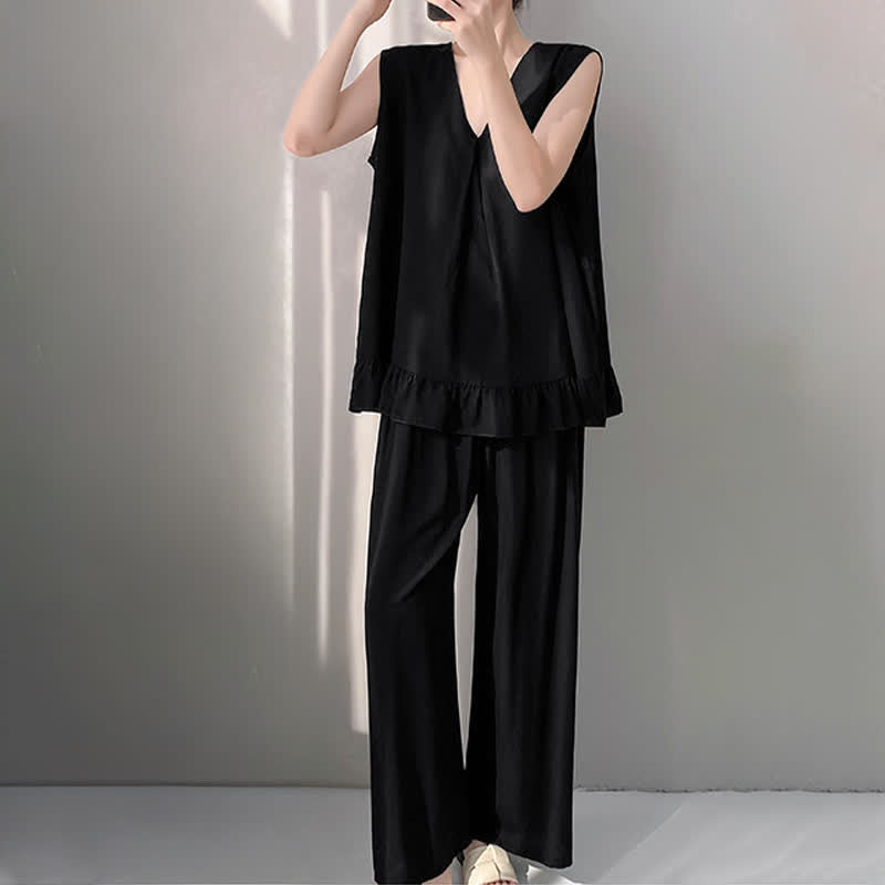 Pyjama-Set aus Tanktop und Hose in Unifarbe - image 14