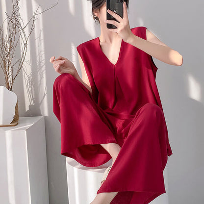 Pyjama-Set aus Tanktop und Hose in Unifarbe - image 11