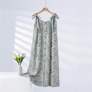 Blaues Camisole-Nachthemd mit künstlerischem Wellenmuster - Hellblau - XXL - image 0