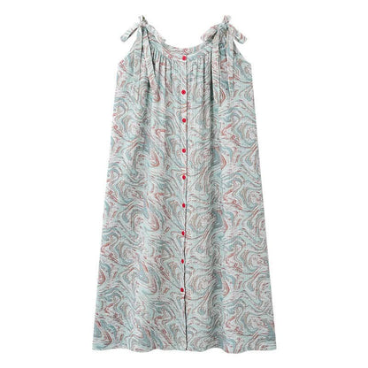 Blaues Camisole-Nachthemd mit künstlerischem Wellenmuster - image 10