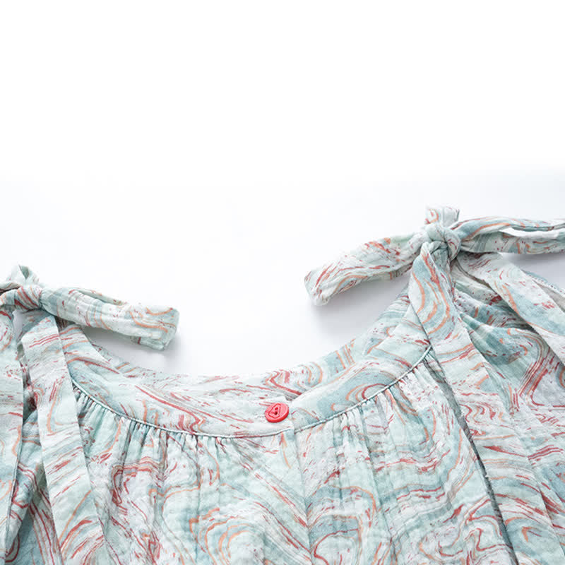 Blaues Camisole-Nachthemd mit künstlerischem Wellenmuster - image 7