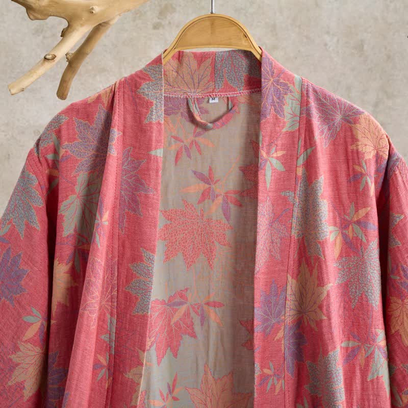 Kimono-Bademantel aus doppellagigem Baumwollgewebe mit Ahornblattmuster - image 1
