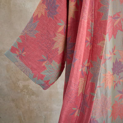 Kimono-Bademantel aus doppellagigem Baumwollgewebe mit Ahornblattmuster - image 3