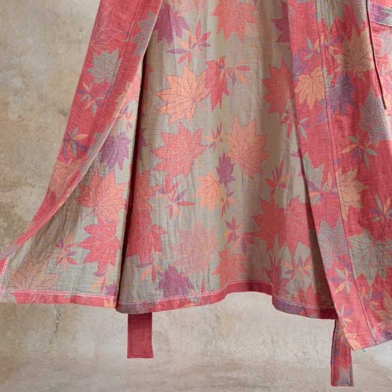 Kimono-Bademantel aus doppellagigem Baumwollgewebe mit Ahornblattmuster - image 5