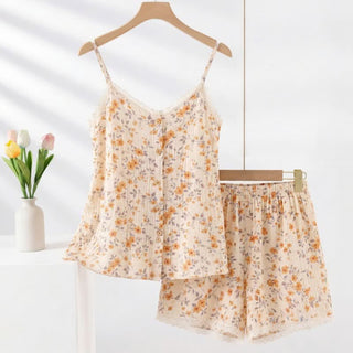 Ärmelloser Pyjama im Landhausstil mit Blumenmuster - Beige - XXL - image 0