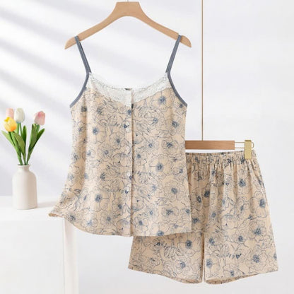Ärmelloses Pyjama-Set mit Blumenmuster von Artistic Line - Beige - XXL - image 0