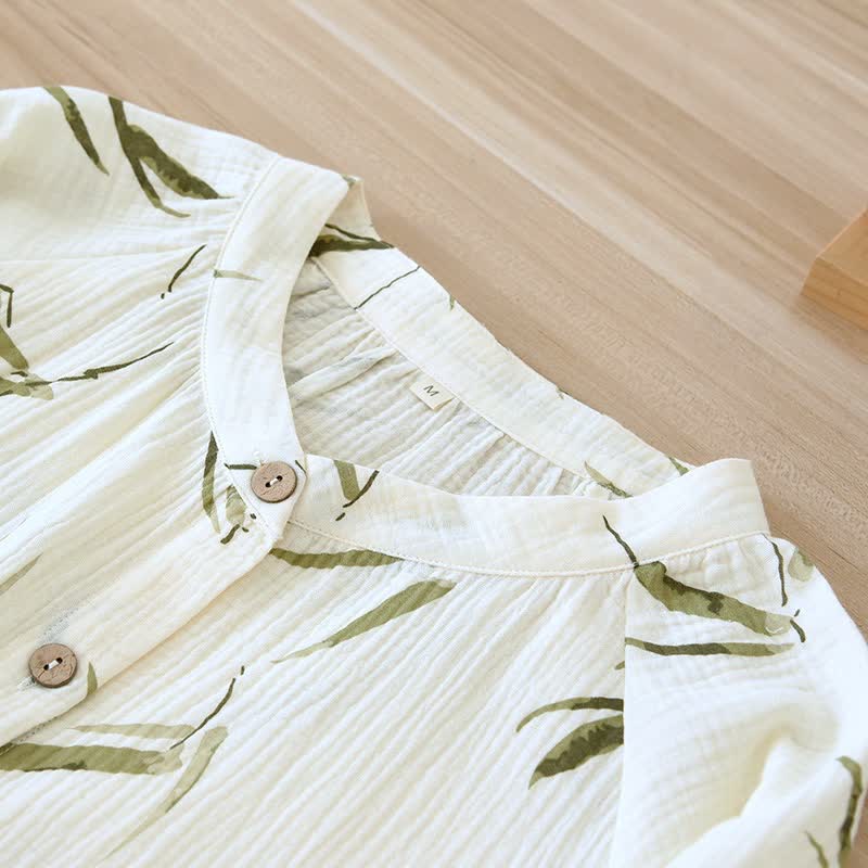 Pyjama-Set aus Baumwolle mit botanischem Bambusdruck - image 4