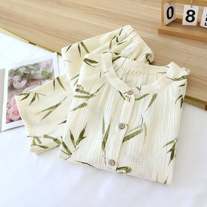 Pyjama-Set aus Baumwolle mit botanischem Bambusdruck - image 3