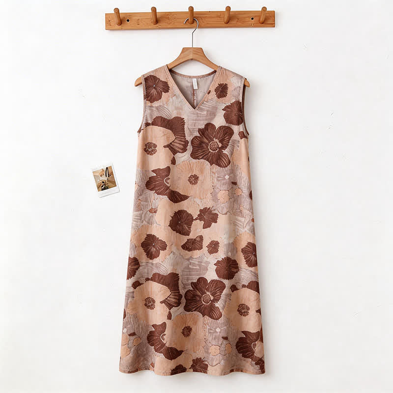 Ärmelloses Cami-Nachthemd mit künstlerischem Blumenmuster - image 5