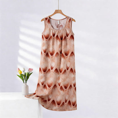 Ärmelloses Cami-Nachthemd mit künstlerischem Wellenmuster - Nude Pink - XXL - image 0