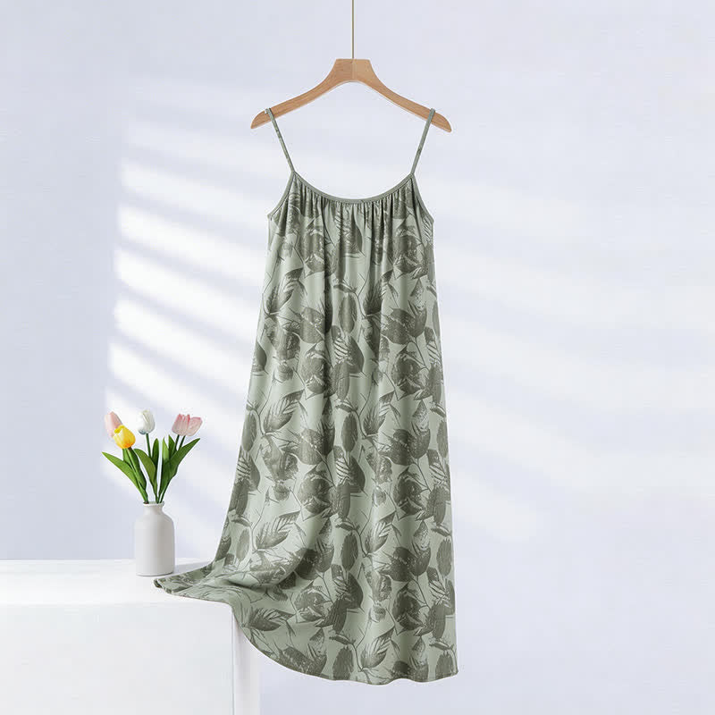Künstlerisches grünes Blatt-Camisole-Nachthemd - Hellgrün - XXL - image 0