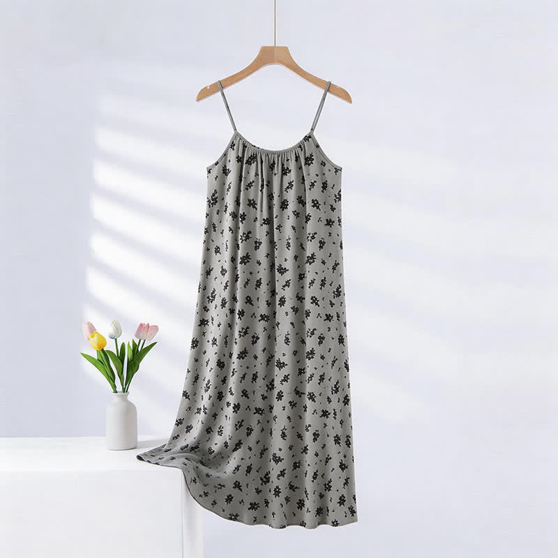 Vintage-Nachthemd mit Blumenmuster und Blättern - Salbeigrün - XXL - image 0
