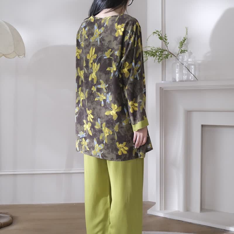 Retro-Pyjama-Set mit Blumenmuster im orientalischen Stil - image 4