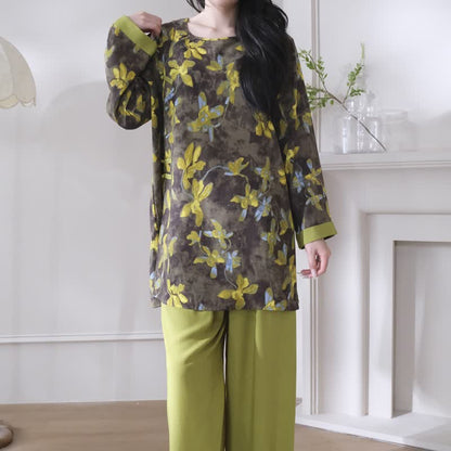 Retro-Pyjama-Set mit Blumenmuster im orientalischen Stil - image 2