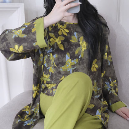 Retro-Pyjama-Set mit Blumenmuster im orientalischen Stil - image 5