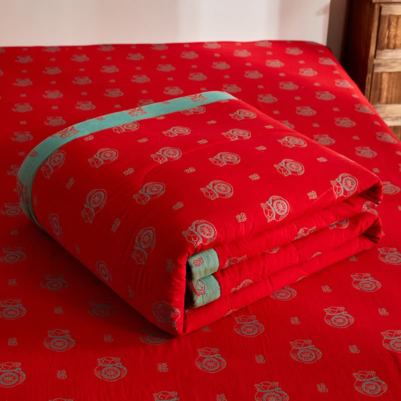 Baumwollgaze-Glücksbeutel-Jacquard-Steppdecke - image 6