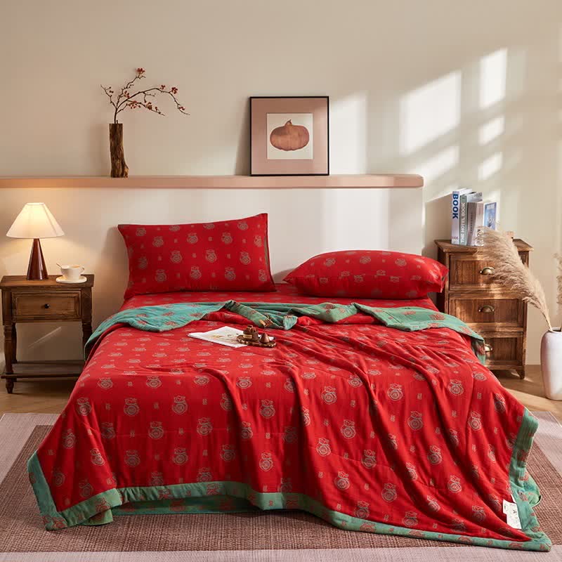 Baumwollgaze-Glücksbeutel-Jacquard-Steppdecke - Bettwäsche-Set - 220cm x 240cm - image 0