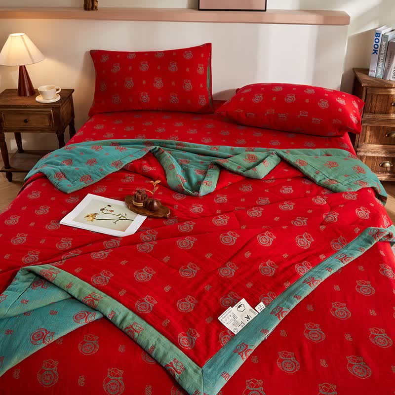 Baumwollgaze-Glücksbeutel-Jacquard-Steppdecke - image 4