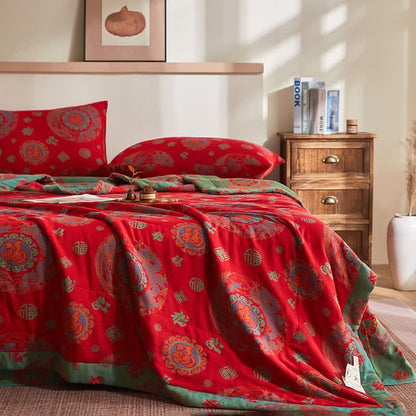 Retro-Jacquard-Steppdecke aus Baumwollgaze - image 2