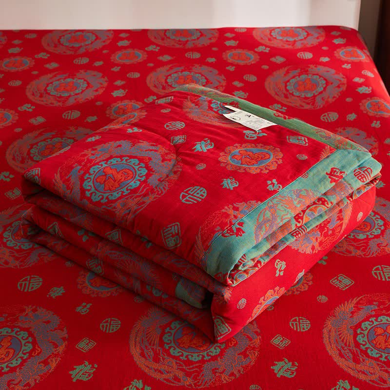 Retro-Jacquard-Steppdecke aus Baumwollgaze - image 6