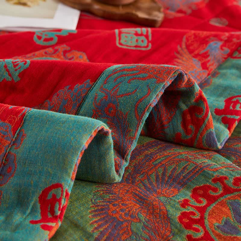 Retro-Jacquard-Steppdecke aus Baumwollgaze - image 9