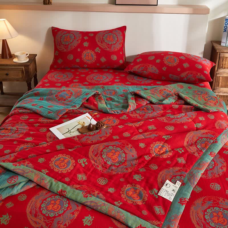 Retro-Jacquard-Steppdecke aus Baumwollgaze - image 4