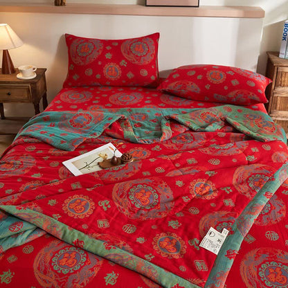 Retro-Jacquard-Steppdecke aus Baumwollgaze - image 4