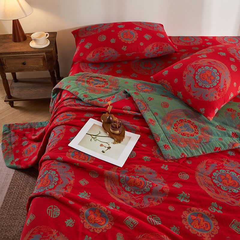 Retro-Jacquard-Steppdecke aus Baumwollgaze - image 5