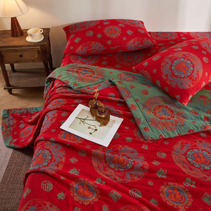 Retro-Jacquard-Steppdecke aus Baumwollgaze - image 5