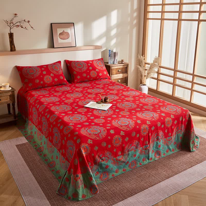 Retro-Jacquard-Steppdecke aus Baumwollgaze - Spannbettlaken mit 2 Kissenbezügen - 245cm x 250cm - image 7