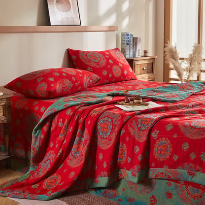 Retro-Jacquard-Steppdecke aus Baumwollgaze - image 1