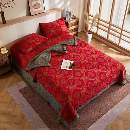 Vintage-Pferde-Jacquard-Steppdecke aus Baumwollgaze - image 4
