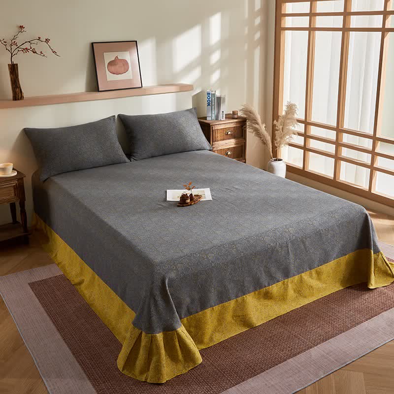 Baumwollgaze-Jacquard-Steppdecke mit dezentem Muster - Spannbettlaken mit 2 Kissenbezügen - 245cm x 250cm - image 6