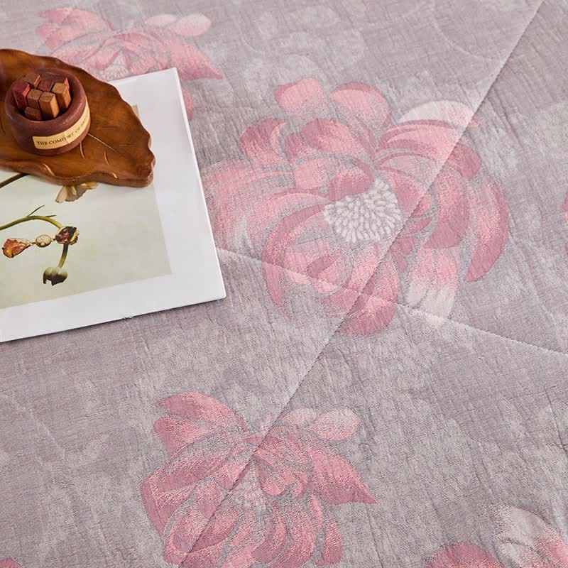 Rustikale Jacquard-Steppdecke aus Baumwollgaze mit Blumenmuster - image 9
