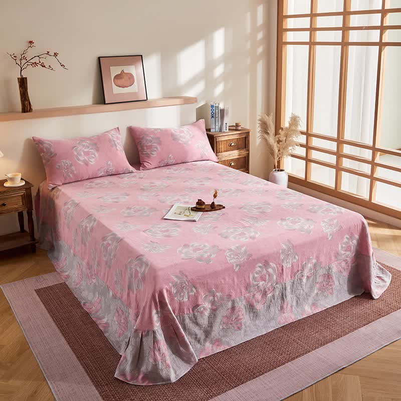 Rustikale Jacquard-Steppdecke aus Baumwollgaze mit Blumenmuster - Spannbettlaken mit 2 Kissenbezügen - 245cm x 250cm - image 8