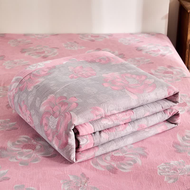Rustikale Jacquard-Steppdecke aus Baumwollgaze mit Blumenmuster - image 7