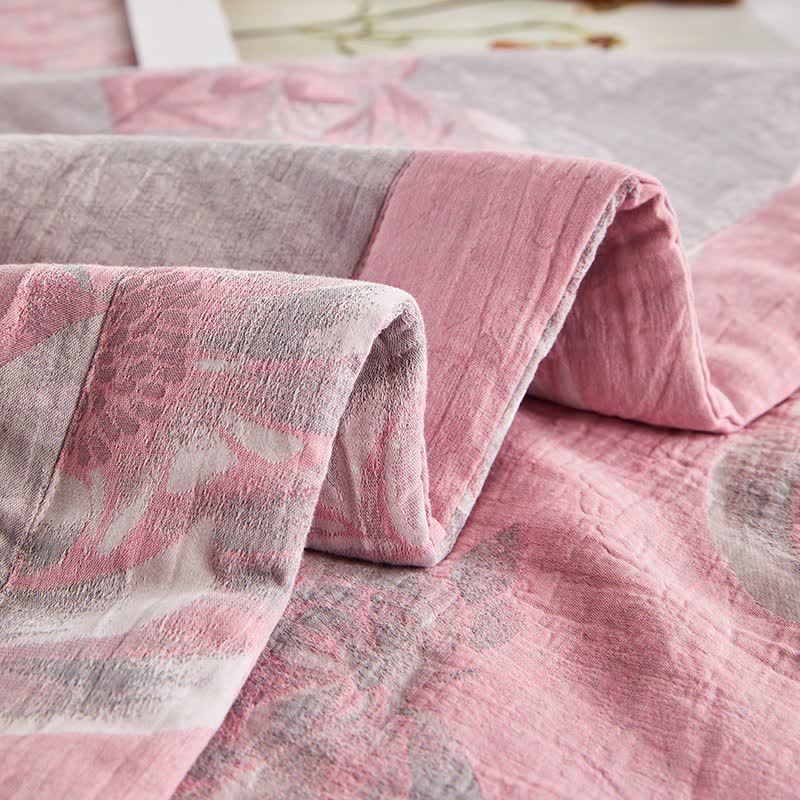 Rustikale Jacquard-Steppdecke aus Baumwollgaze mit Blumenmuster - image 10
