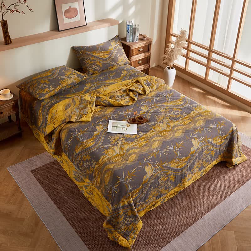 Baumwollgaze-Berg- und Bambus-Jacquard-Steppdecke - image 4