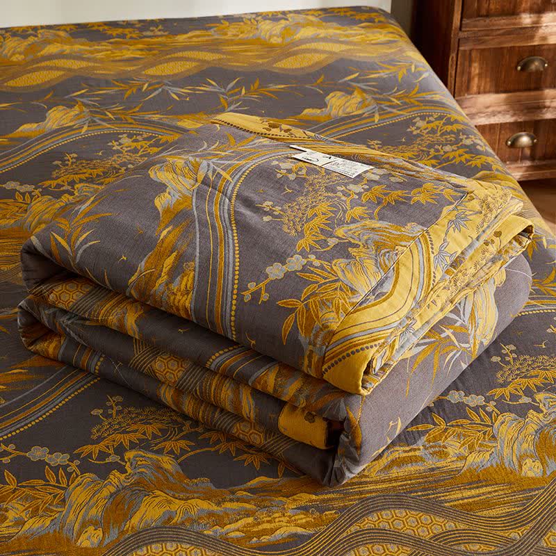 Baumwollgaze-Berg- und Bambus-Jacquard-Steppdecke - image 7