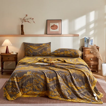 Baumwollgaze-Berg- und Bambus-Jacquard-Steppdecke - Bettwäsche-Set - 220cm x 240cm - image 0