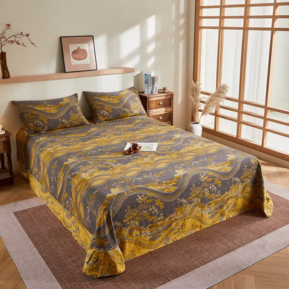 Baumwollgaze-Berg- und Bambus-Jacquard-Steppdecke - Spannbettlaken mit 2 Kissenbezügen - 245cm x 250cm - image 8