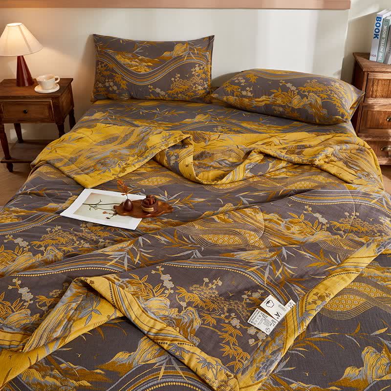 Baumwollgaze-Berg- und Bambus-Jacquard-Steppdecke - image 6