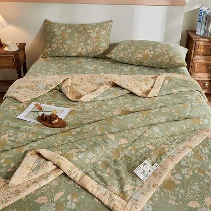 Baumwollgaze-Jacquard-Steppdecke mit Blumenmuster und Blättern - image 5