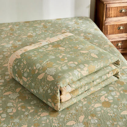 Baumwollgaze-Jacquard-Steppdecke mit Blumenmuster und Blättern - image 6