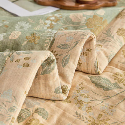 Baumwollgaze-Jacquard-Steppdecke mit Blumenmuster und Blättern - image 9